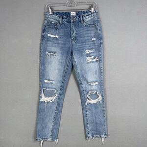 Special A Jeans Womens 1 Blue Denim Boyfriend Distressed Ripped Grunge Coast Y2K